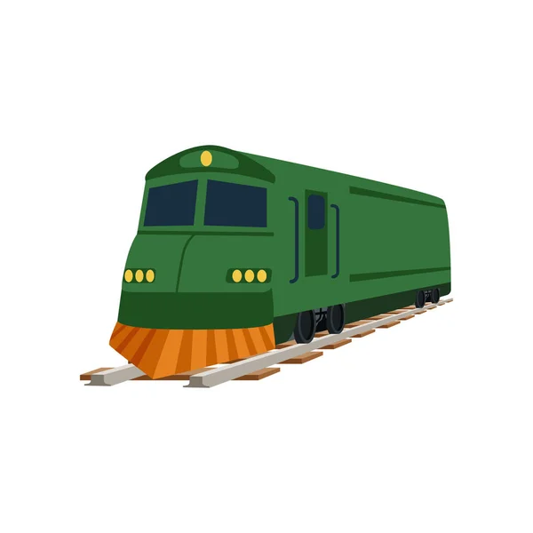 Green cargo or passenger train locomotive vector Illustration — Stock Vector