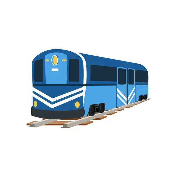 Underground blue train locomotive, subway transport vector Illustration — Stock Vector
