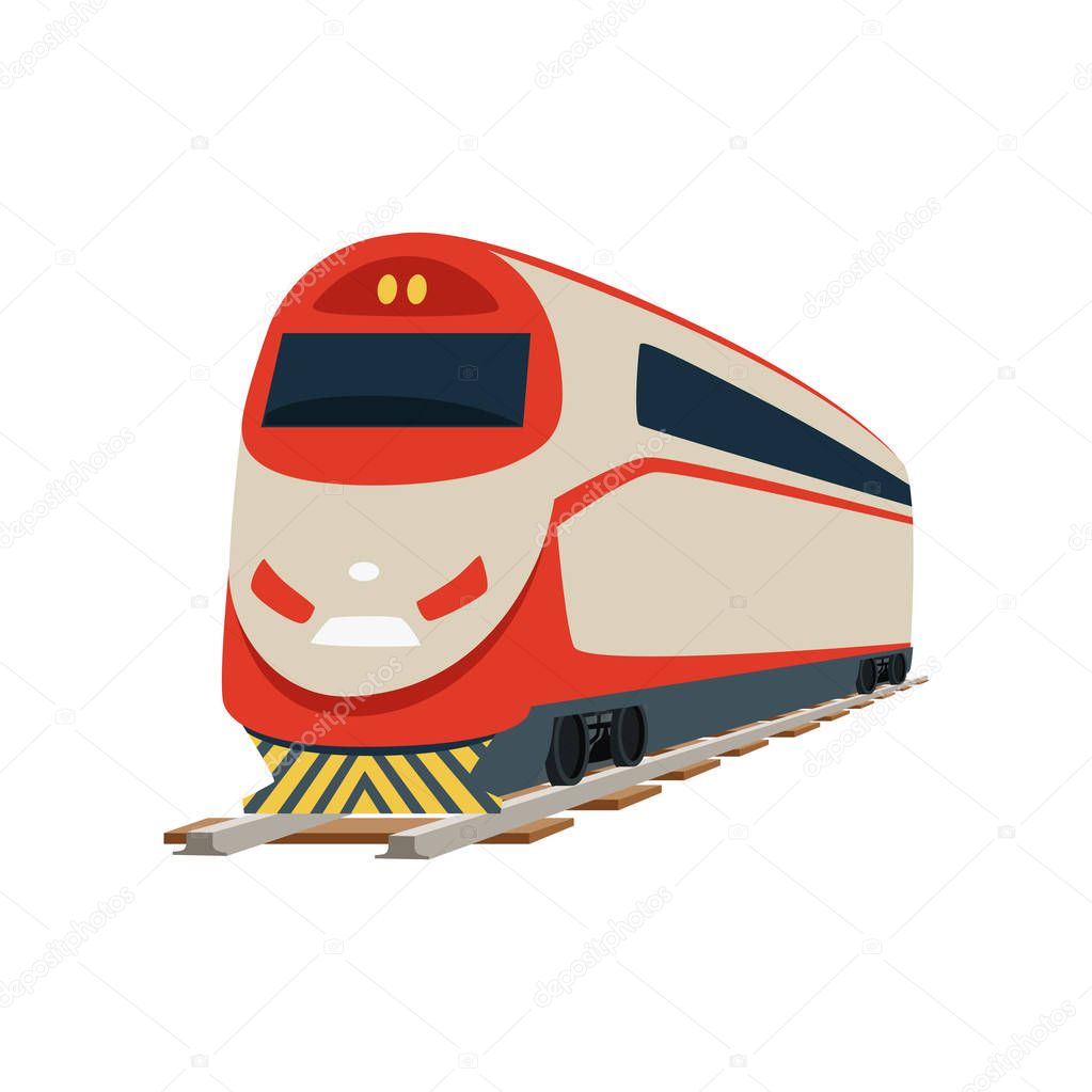 Speed modern railway train locomotive vector Illustration