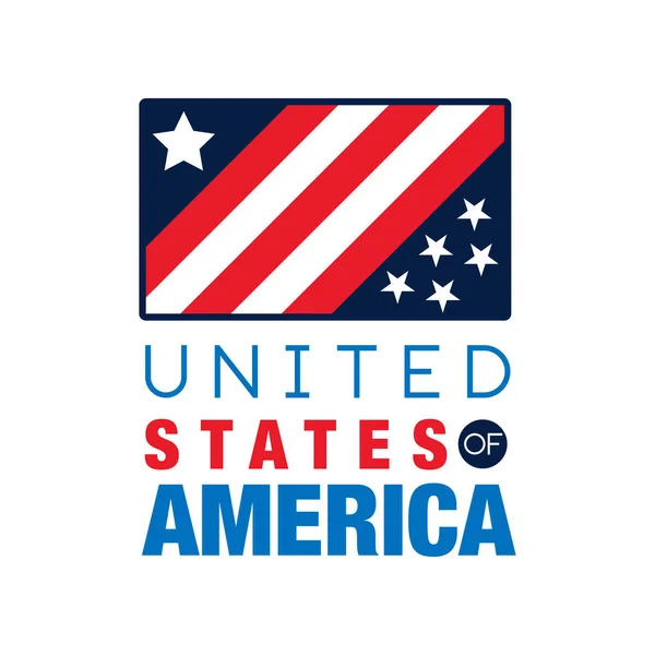 USA logo šablona s národní vlajkou. Spojené státy americké. Jednoduché ikony s hvězdami a pruhy. Originální design plochých vector pro štítek, tisk nebo plakát — Stockový vektor