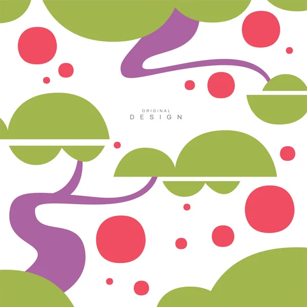 Traditional asian seamless pattern card with trees, original design, decorative element colorful vector illustration