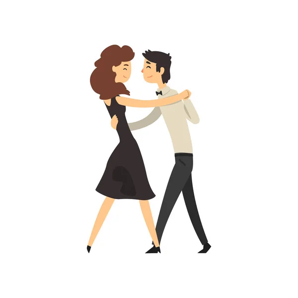 Młody mężczyzna i kobieta znaków w tańcu miłości, romantycznej miłości para kreskówka wektor ilustracja — Wektor stockowy