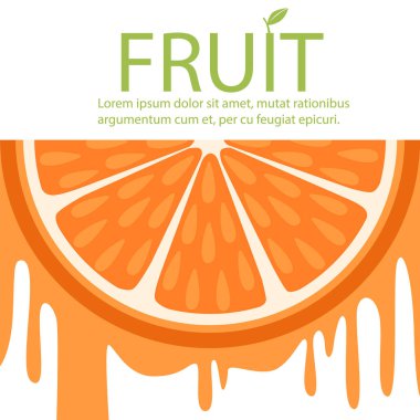 Turuncu meyve afiş, poster için metin, tasarım öğesi için logo, çiftçilere piyasa, organik gıda vektör çizim alanı ile