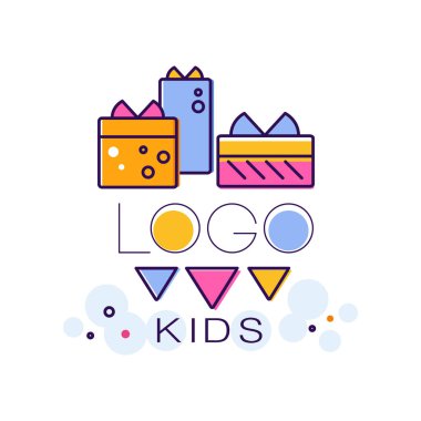 Çocuklar logo yaratıcı kavramı şablon çocuk parti el çizilmiş vektör çizim için tasarım öğesi beyaz bir arka plan üzerinde izole