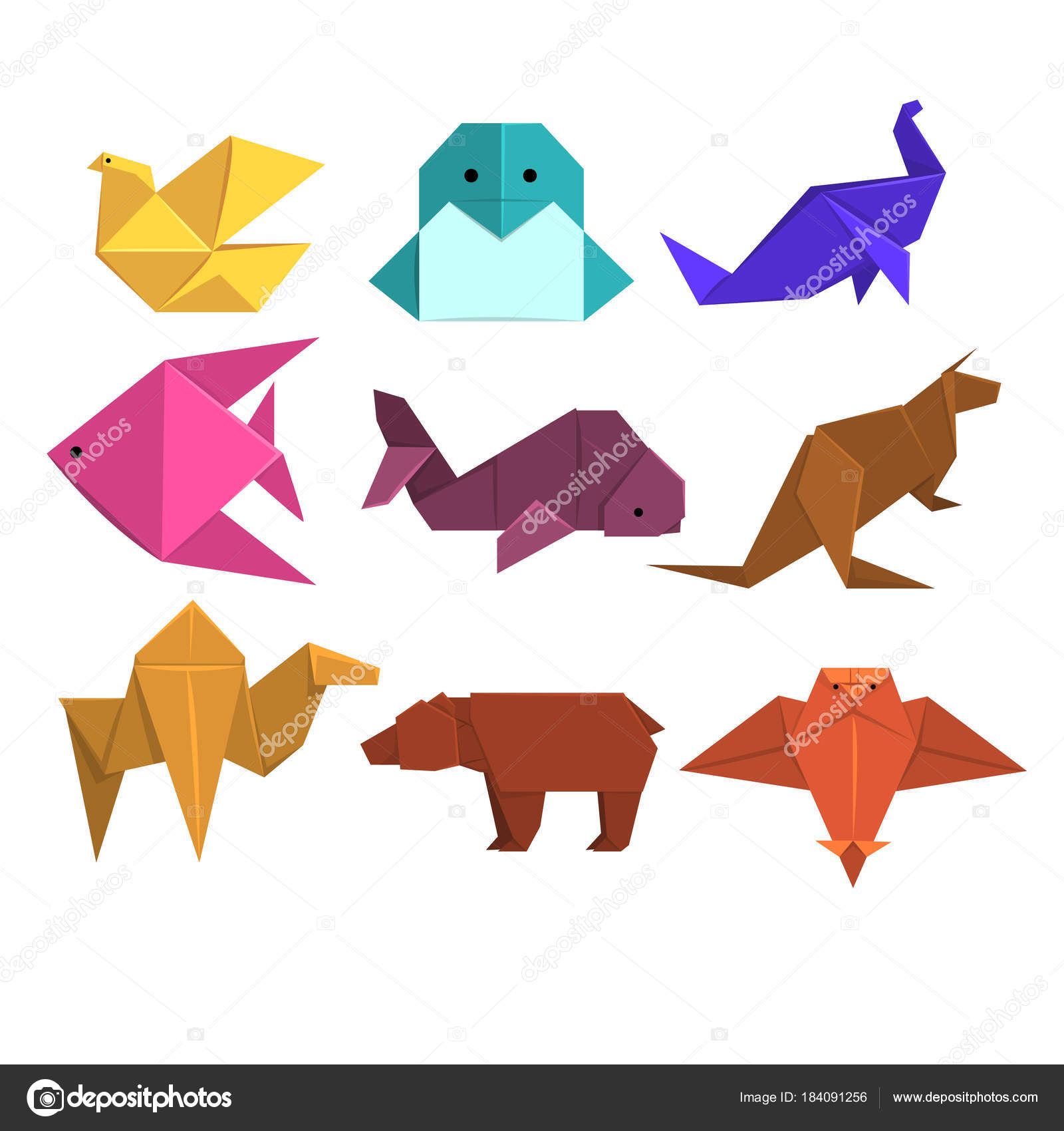 Origami Tiere Set Tiere Und Vögel Aus Papier In Origami
