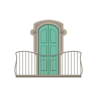 Yeşil çekim ve Ferforje korkuluk vektör çizim beyaz bir arka plan ile pencere