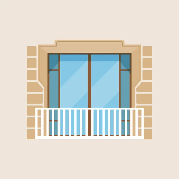 Balcon modern casa clasica fatada vector Ilustrație — Vector de stoc