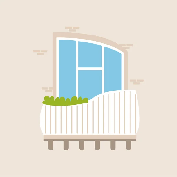 Balkon rumah modern dengan vektor tanaman Ilustrasi - Stok Vektor