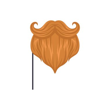 Red mustaches and beard, masquerade decorative element cartoon vector Illustration on a white background clipart