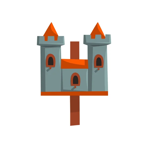 Castillo casa de aves, caja de anidación vector de dibujos animados Ilustración sobre un fondo blanco — Vector de stock