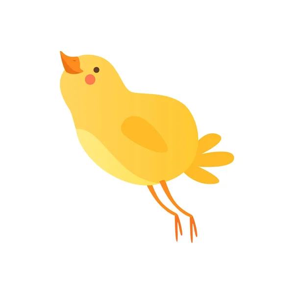Roztomilý happy baby kuřátko, legrační karikatura pták charakter vektorové ilustrace na bílém pozadí — Stockový vektor
