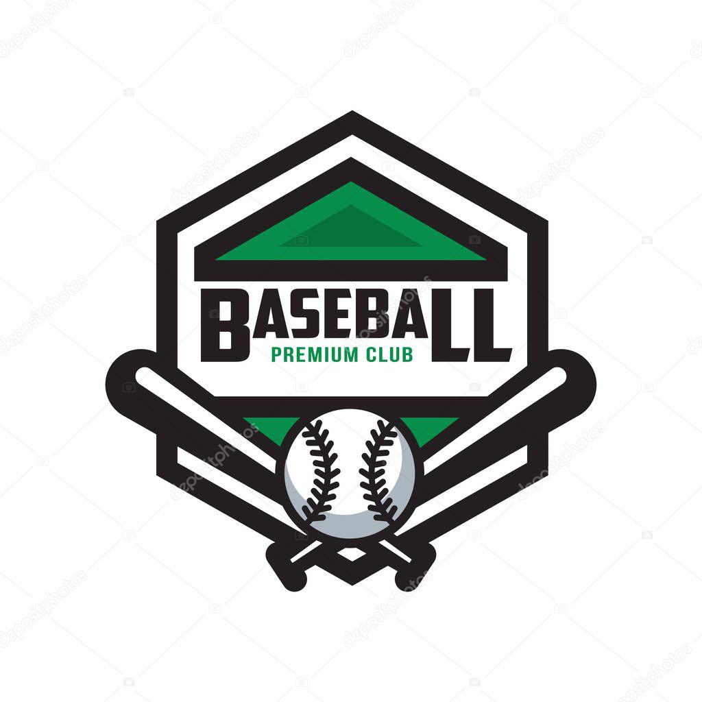 Baseball premium club logo template, design element for, badge, banner, emblem, label, insignia vector Illustration isolated on a white background.