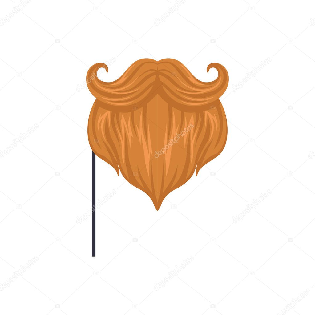 Red mustaches and beard, masquerade decorative element cartoon vector Illustration on a white background