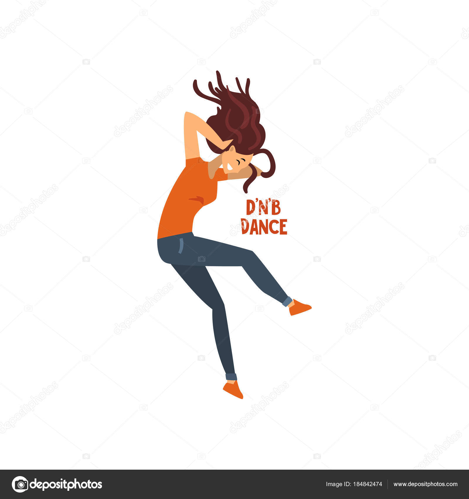 Girl dancing drum and bass dance vector Illustration on a white