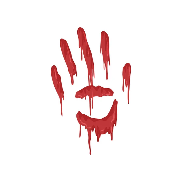 Bloody handprint with streaks vector Illustration on a white background — Stock Vector