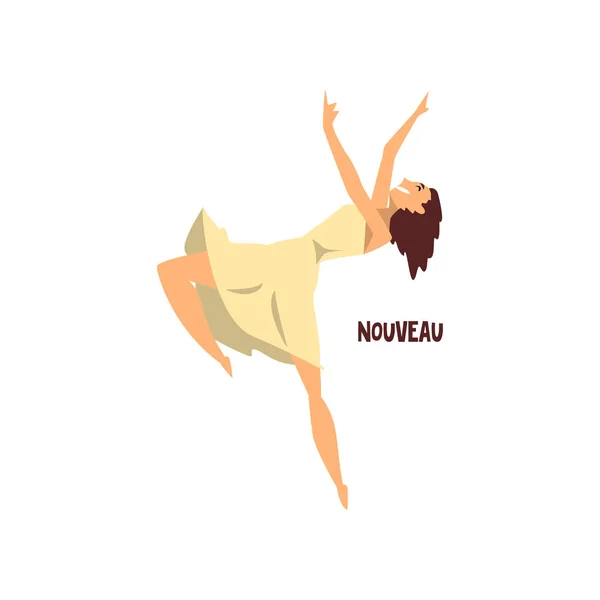 Girl dancing nouveau dance vector Illustration on a white background — Stock Vector