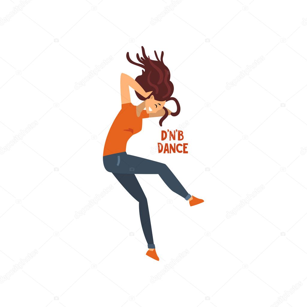 Girl dancing drum and bass dance vector Illustration on a white background