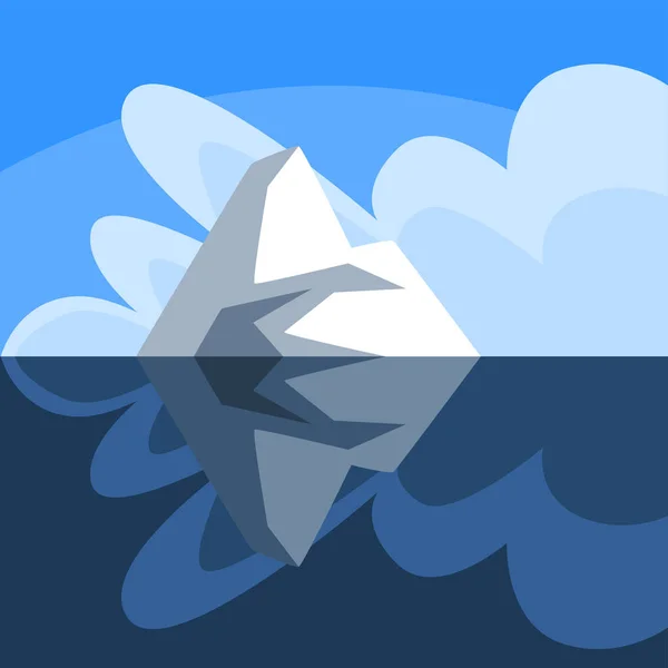 Iceberg antártico flotante, iceberg sobre y bajo el agua, vector Ilustración sobre fondo azul — Vector de stock