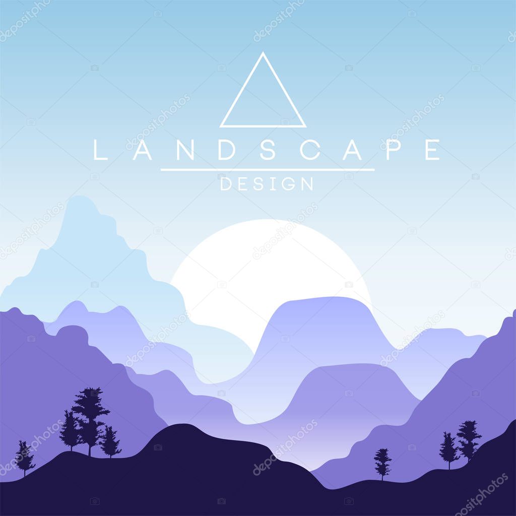 Beautiful peaceful landscape, nature background for banner, flyer, poster and cover, vector ilustration