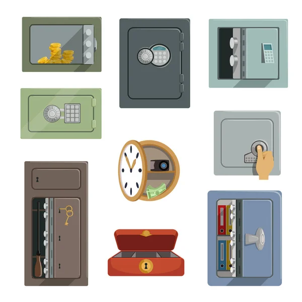 Verschillende soorten kluizen set, eigenschap security concept vector illustraties geïsoleerd op een witte achtergrond — Stockvector