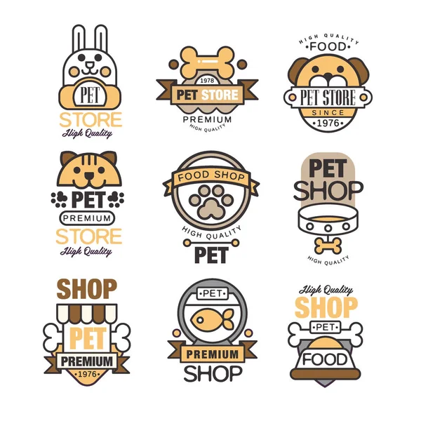 Pet store logo set, premium shop since 1976 vector Illustrations Royalty Free Stock Vectors