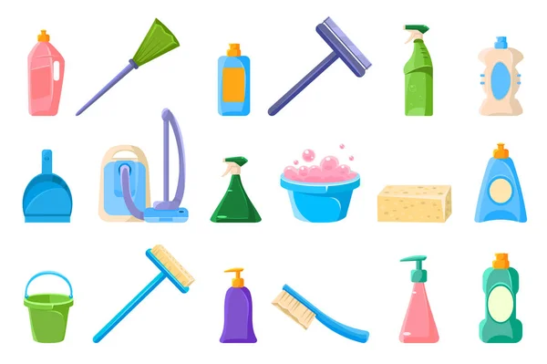 Cleaning supplie sett, tools for cleaning vector Illustrations on a white background — Stock Vector