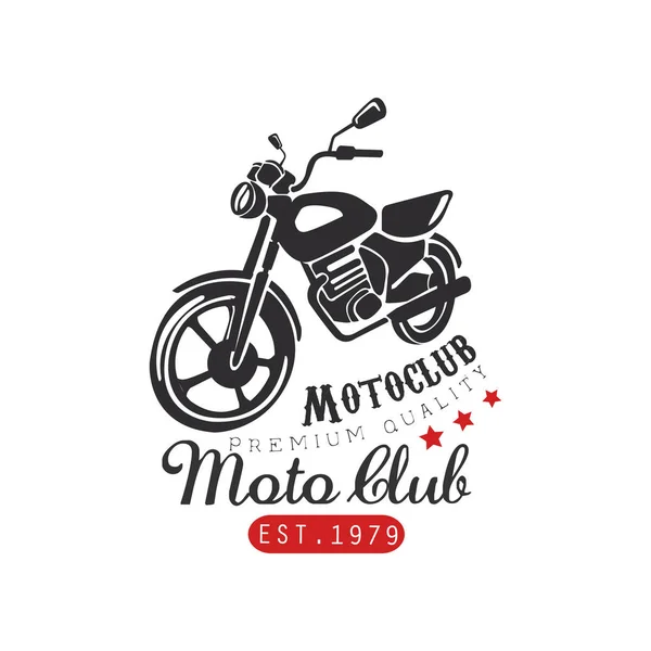 Logo klub motor, kualitas premium 1979, elemen desain untuk klub motor atau biker, bengkel sepeda motor, cetak untuk vektor pakaian Illustration pada latar belakang putih - Stok Vektor