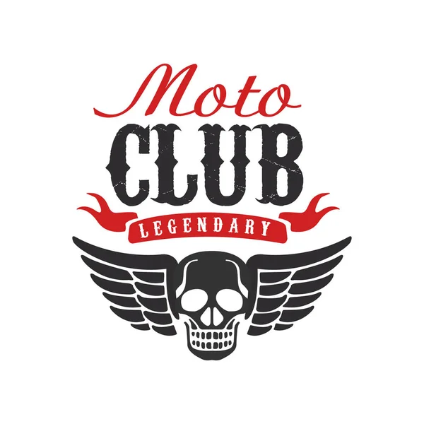 Moto club logo, elemento di design per motore o biker club, officina di riparazione moto, stampa per vettore abbigliamento Illustrazione su sfondo bianco — Vettoriale Stock