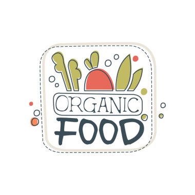 Organik gıda logo şablonu, elle çizilmiş vektör çizim tarım etiket için sağlıklı gıda malzemeleri Dükkanı, vegan Dükkanı, vejetaryen kafe, ekoloji şirket, doğal ürünler, eko Pazar,