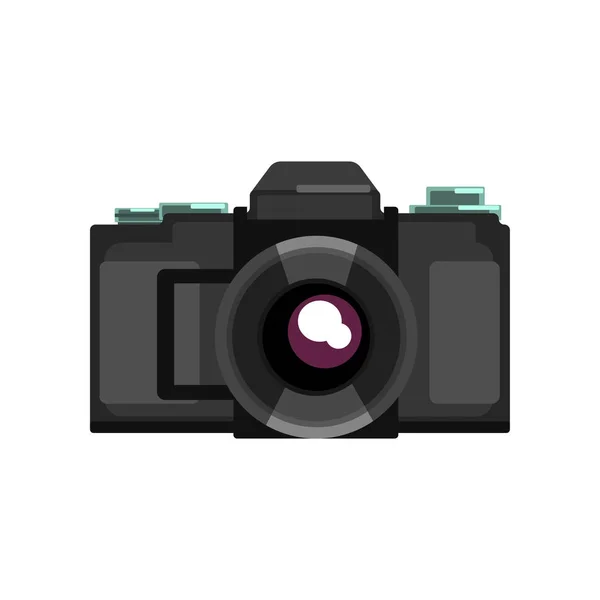 Vettore fotocamera nera Illustrazione su sfondo bianco — Vettoriale Stock