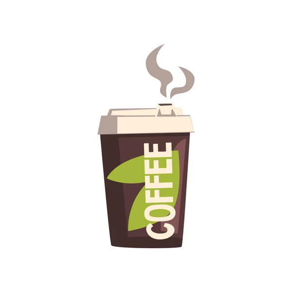 Zabrać karton filiżankę kawy z pokrywką wektor ilustracja na białym tle — Wektor stockowy