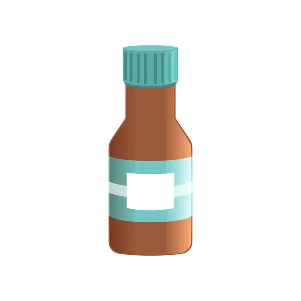 Flytande medicin i brunt glas flaska vektor Illustration på vit bakgrund — Stock vektor