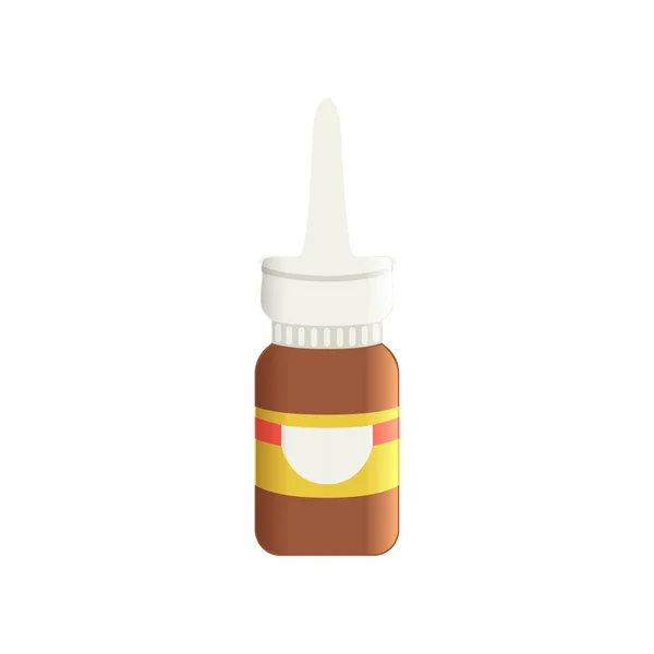 Flacone spray antisettico nasale medico in vetro marrone, vettore farmaceutico del medicamento Illustrazione su uno sfondo bianco — Vettoriale Stock