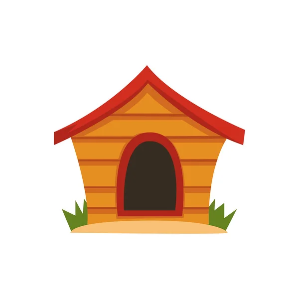 Drewniany dom dla psa wektor ilustracja na białym tle — Wektor stockowy