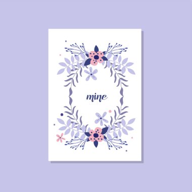 Tebrik kartı yazıt ile romantik benim trendy şık kartpostal vektör çizim, öğe ile dekoratif çiçek tasarım