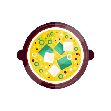 Beyaz bir arka plan üzerinde krem vektör çizim ile sebze çorbası