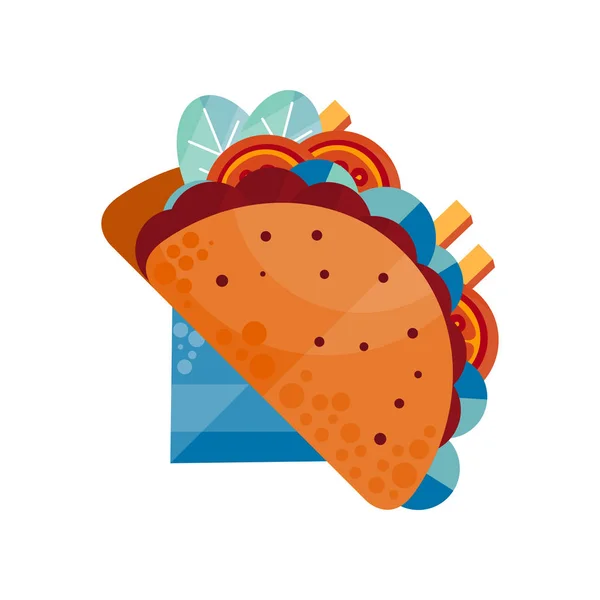 Tacos, vecteur alimentaire mexicain traditionnel Illustration isolée sur fond blanc — Image vectorielle