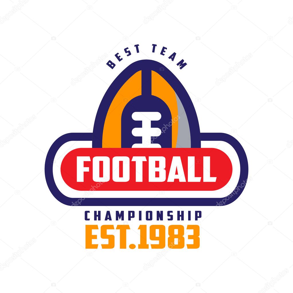 Football championship, best team est 1983 logo template, American football emblem, sport team insignia vector Illustration on a white background