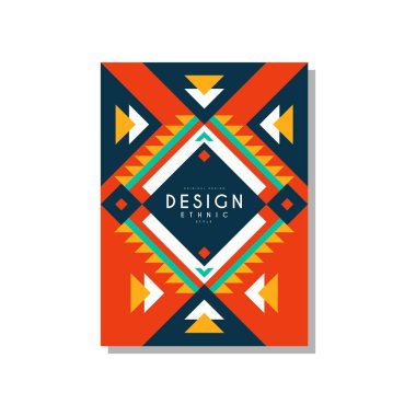 Vektör çizim tasarım etnik tarzı kartı, ethno kabile geometrik süsleme, son moda model öğe için iş, davetiye, broşür, poster, afiş