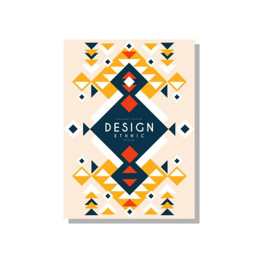 Tasarım etnik stili, etno geometrik kabile süsleme, kartvizit, logo, davetiye, broşür, poster, afiş için son moda model öğesi illüstrasyon vektör