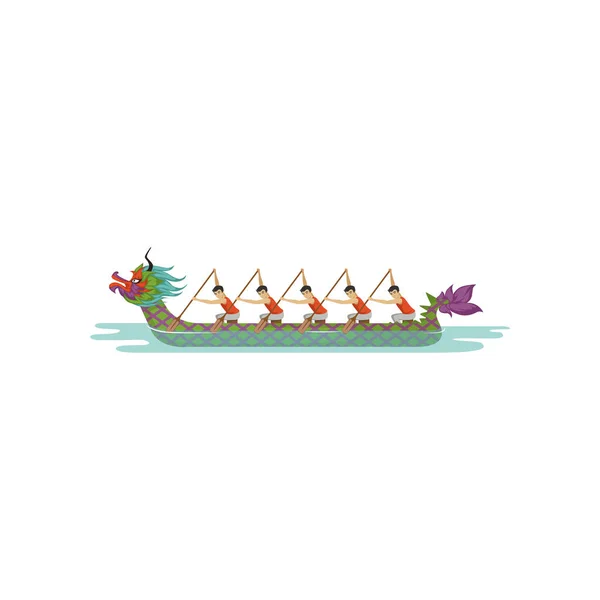 Команда Dragon boat race, традиционный векторный фестиваль Dragon Boat Illustration — стоковый вектор