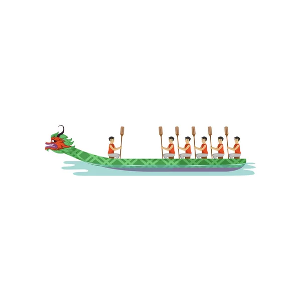 Dragon boat Equipo de remo compitiendo en el tradicional vector Dragon Boat Festival Ilustración — Archivo Imágenes Vectoriales