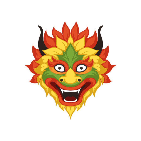 Голова дракона - символ китайской традиционной векторной иллюстрации фестиваля лодок на белом фоне
