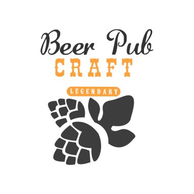 Hop Bar, kafe ve restoran ile minimalist vektör logosu. Zanaat bira Tema. Alkollü içecek. Şişe etiket veya satış promo için grafik tasarım