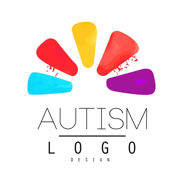 Autism Awareness Day emblem med abstrakt kronblad blomma. Ljusa vektor logotypen för medicinska centra eller organisationer att hjälpa människor med Downs syndrom — Stock vektor