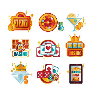 Vektör özgün retro logo Şablonlar royal casino poker kulübü için ayarlayın. Kumar Amblemler. Mobil uygulaması veya profesyonel turnuva promo için öğeleri