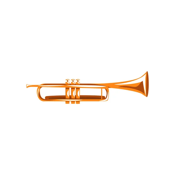 Trombeta de bronze, música clássica instrumento de sopro vetor Ilustração sobre um fundo branco — Vetor de Stock