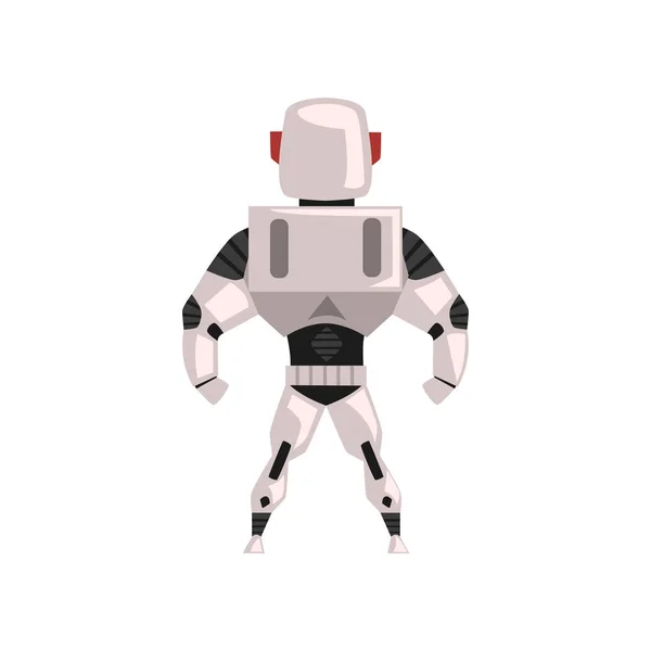 Robot spacesuit, superhero, cyborg costume, back view vector Illustration on a white background — Stock Vector