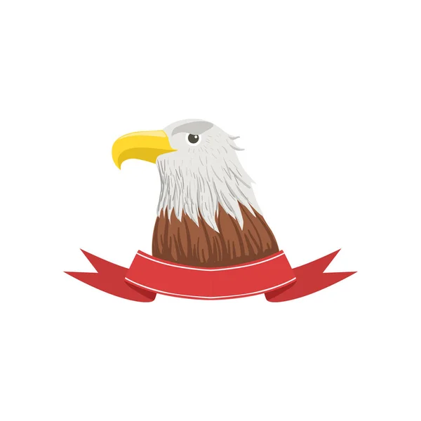 American Bald Eagle, USA emblem with bird and ribbon vector Illustration on a white background — Stock Vector