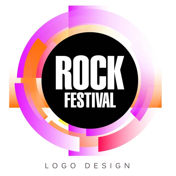 Rock festival logo template, colorful creative banner, poster, flyer design element for musical party celebration vector Illustration — Stock Vector